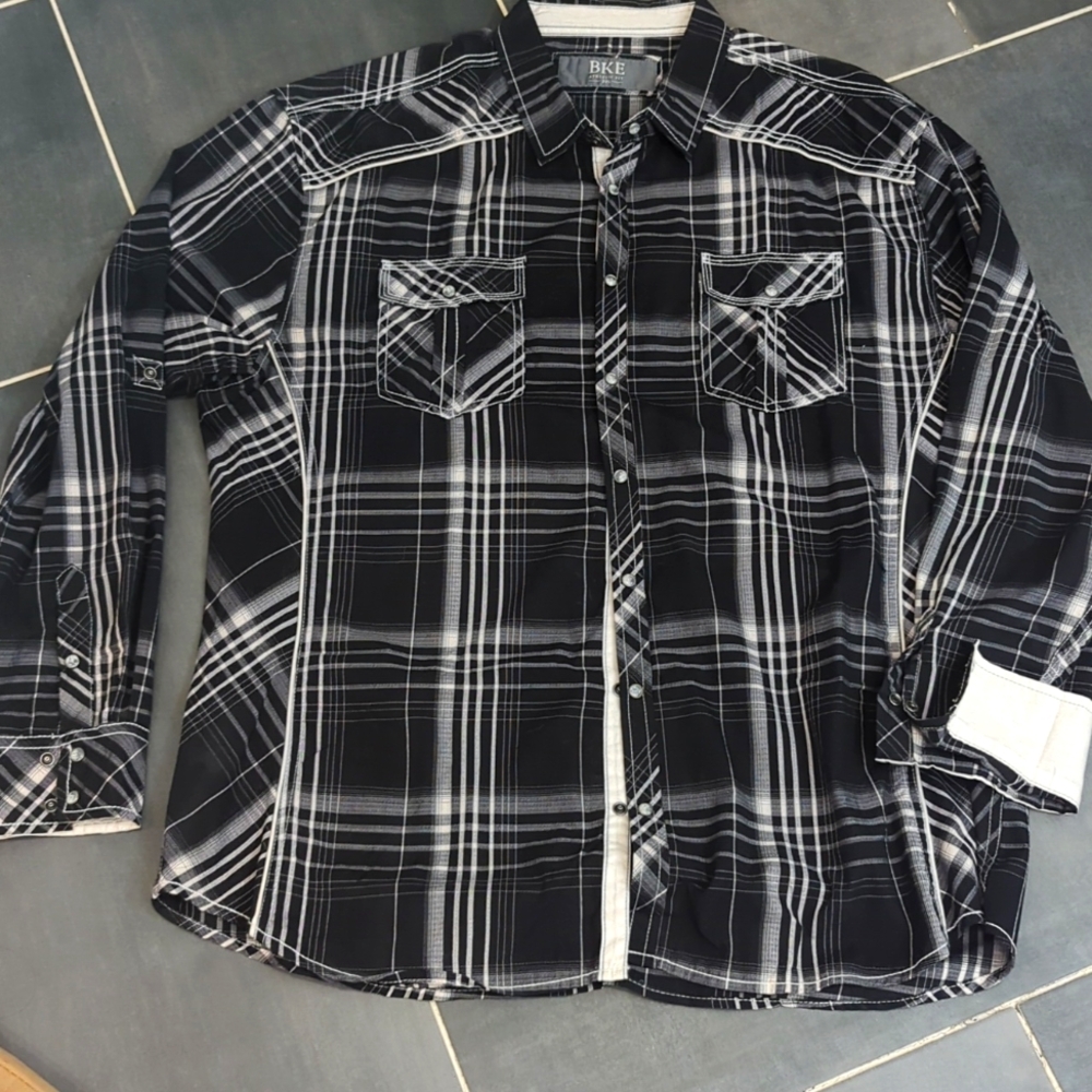 Buckle plaid button down